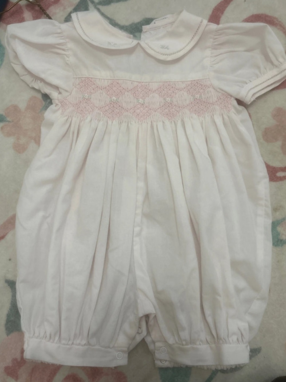 Baby Pink Smocked One-Piece Romper